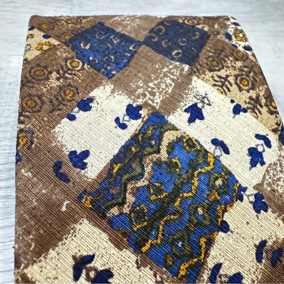 Lorenzo 1964 Silk Brown and Blue Patterned Tie - Made in Italy - Picture 5 of 11